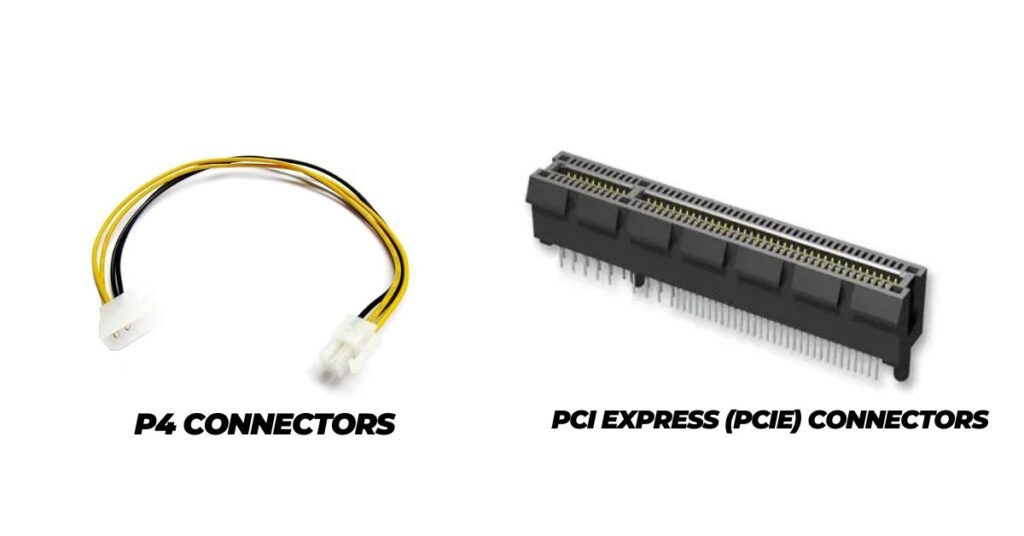 How are P4 and PCI-e connections different?